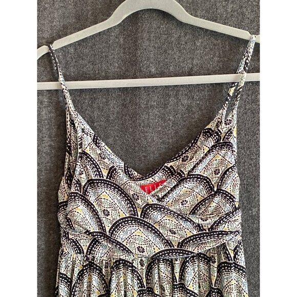 Elle Dress Summer Sundress Blue Green Black Geometric Elastic Waist Women Small - Picture 4 of 10